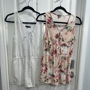 2 Set Floral and Lace Sleeveless Rompers